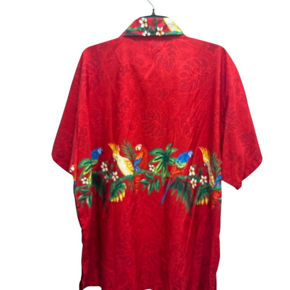 Men’s Hawaiian shirts XL Red Tropical Parrot Print Exelente condition - Picture 5 of 5